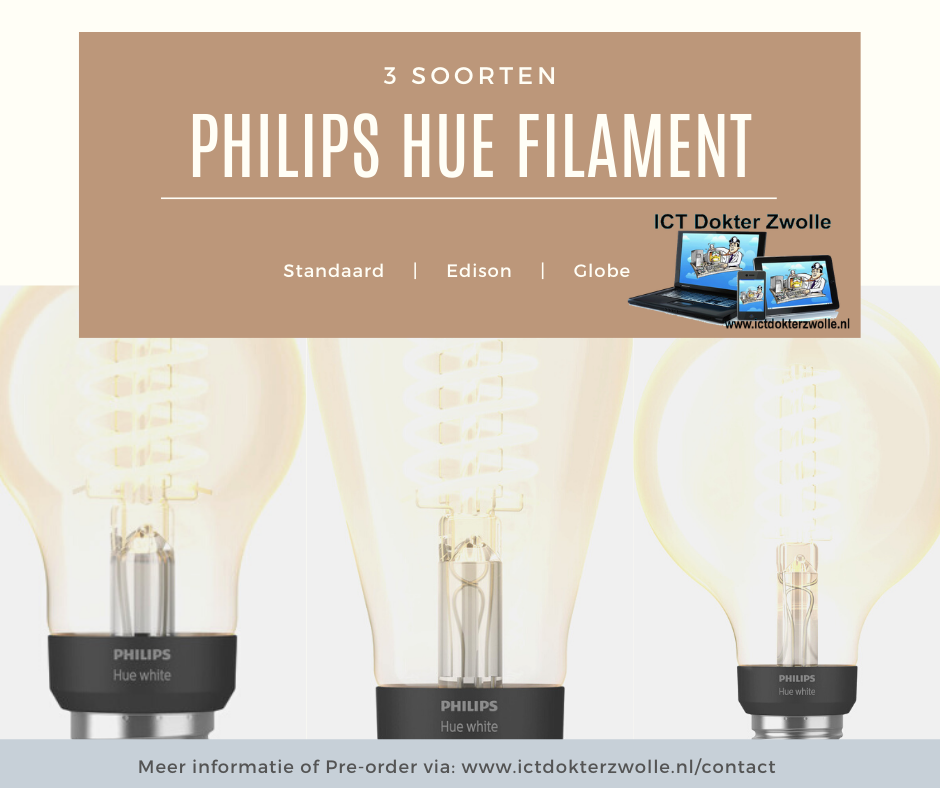 3 soorten lampen philips hue filament
