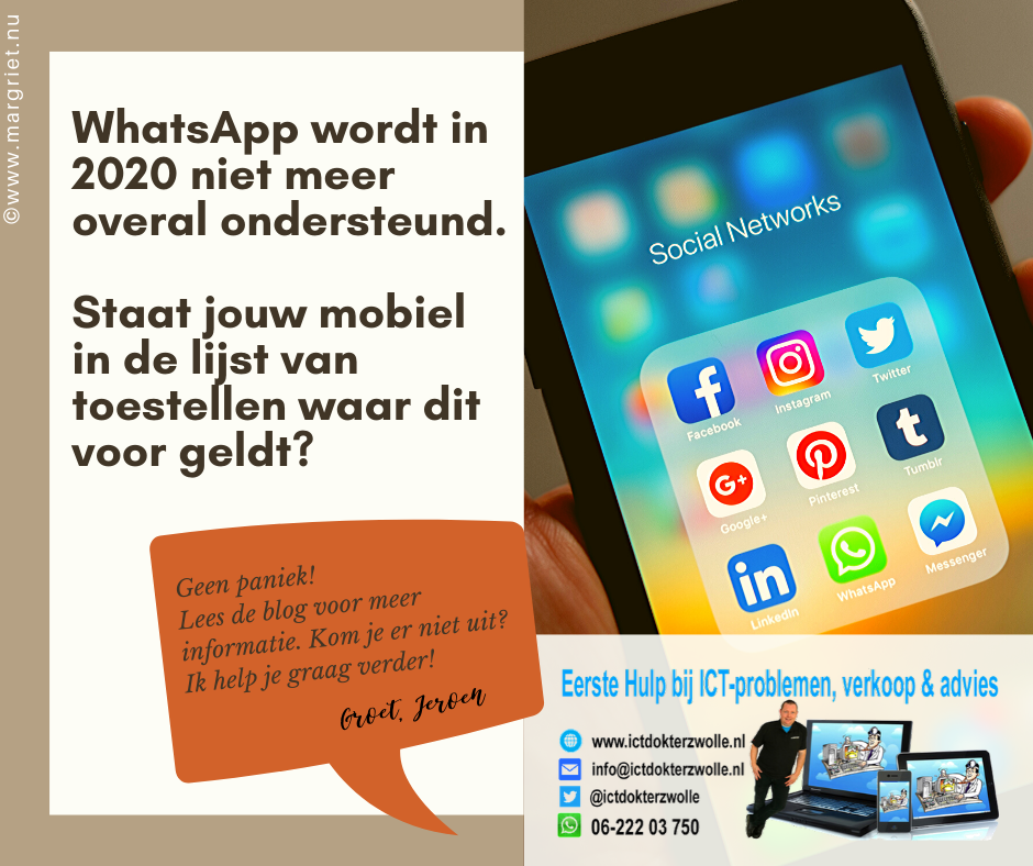 WhatsApp werkt in 2020 niet meer goed op alle telefoons.